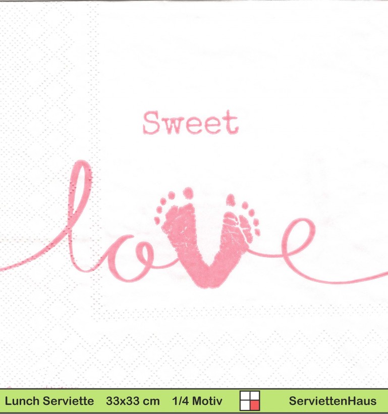 Zur Geburt Sweet love in rosa - 1 Lunch Serviette