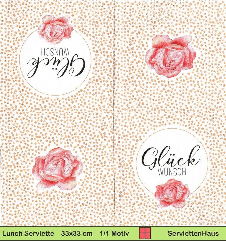 Glückwunsch mit rosa Rose - 1 Lunch Serviette