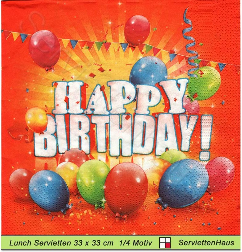 Geburtstag - Happy Birthday auf orange - 1 Lunch Serviette
