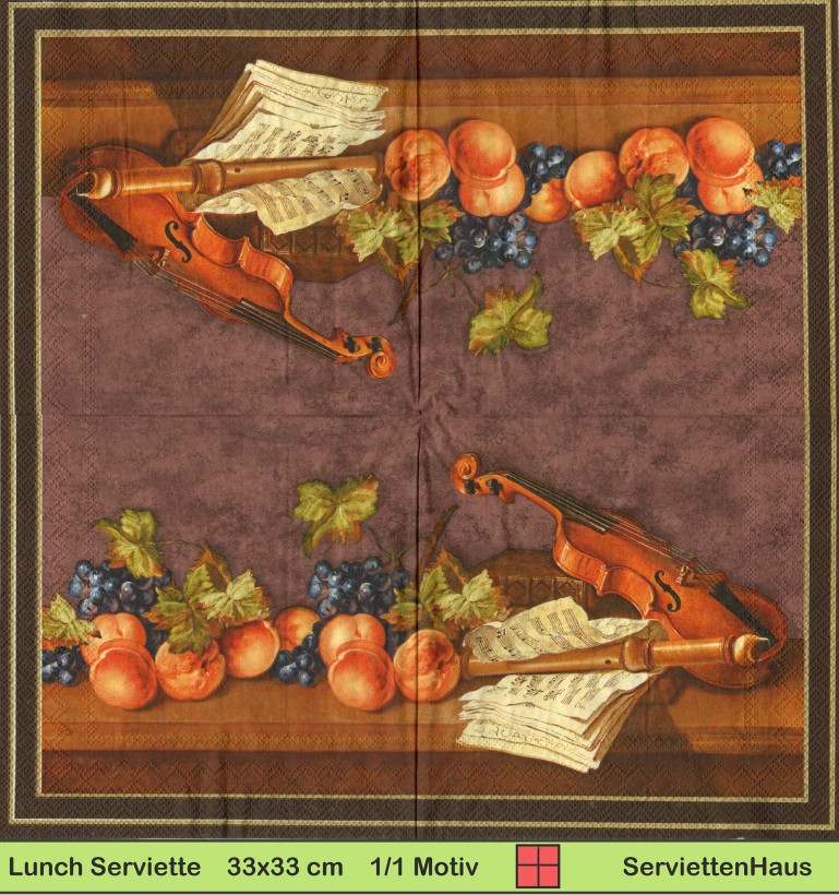 Stillleben mit Violine auf braun - 1 Lunch Serviette