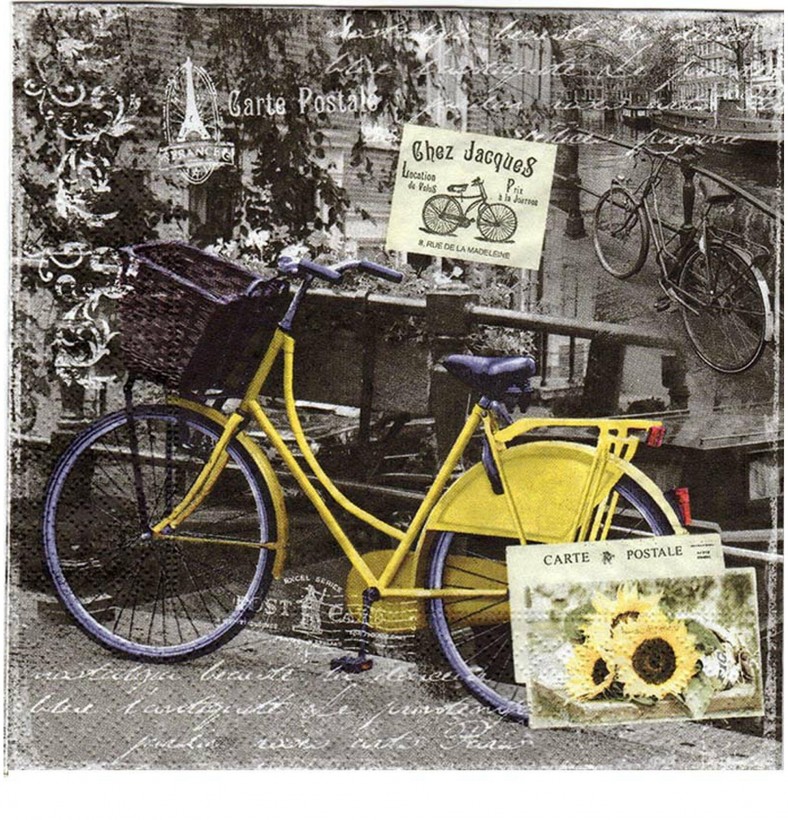 Gelbes Fahrrad in der Stadt - 1 Lunch Serviette