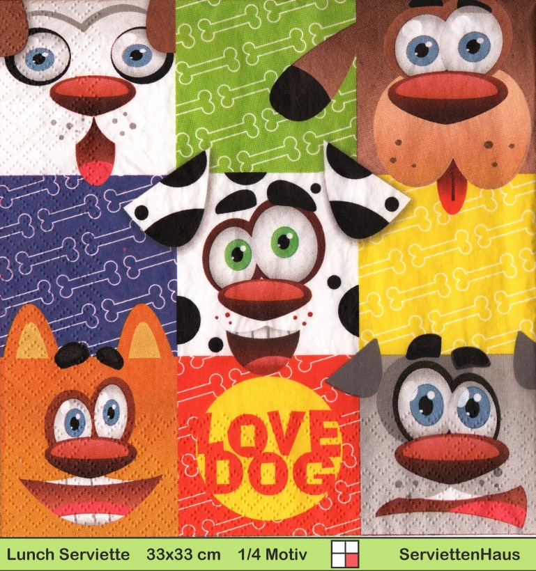 Viele kleine Hundegesichter - 1 Lunch Serviette