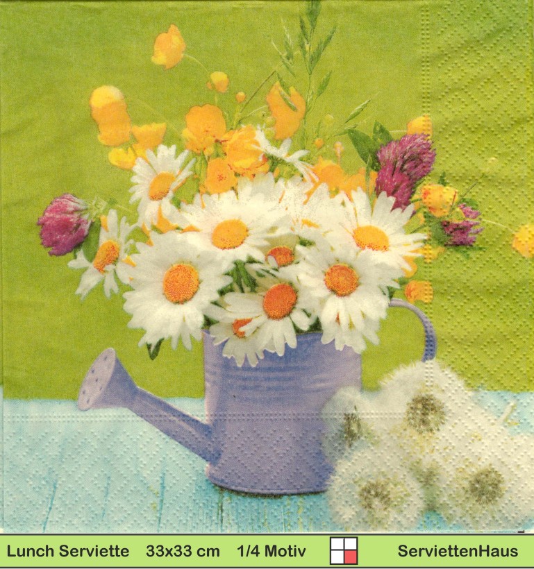 Sommerblumen in einer Kanne - 1 Lunch Serviette