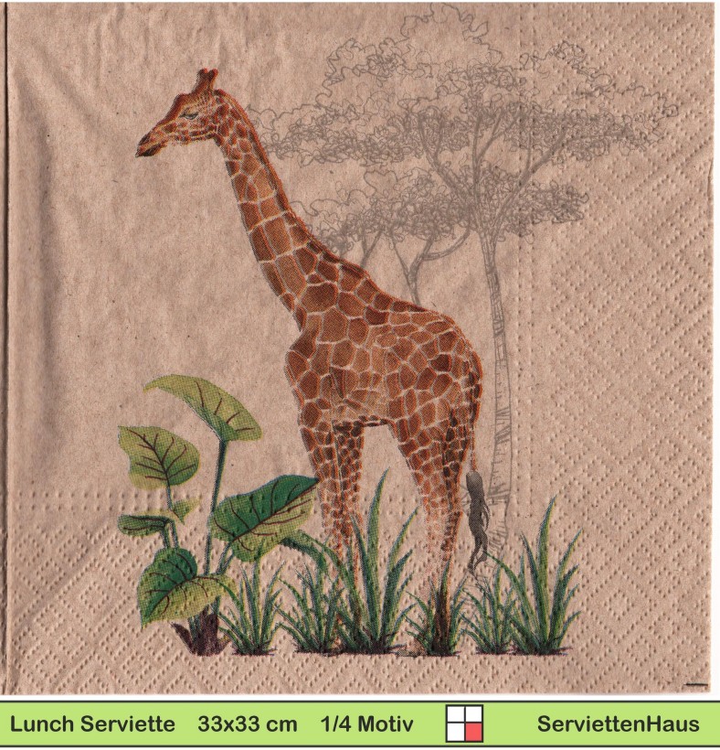 Giraffe auf Naturpapier - 1 Lunch Serviette