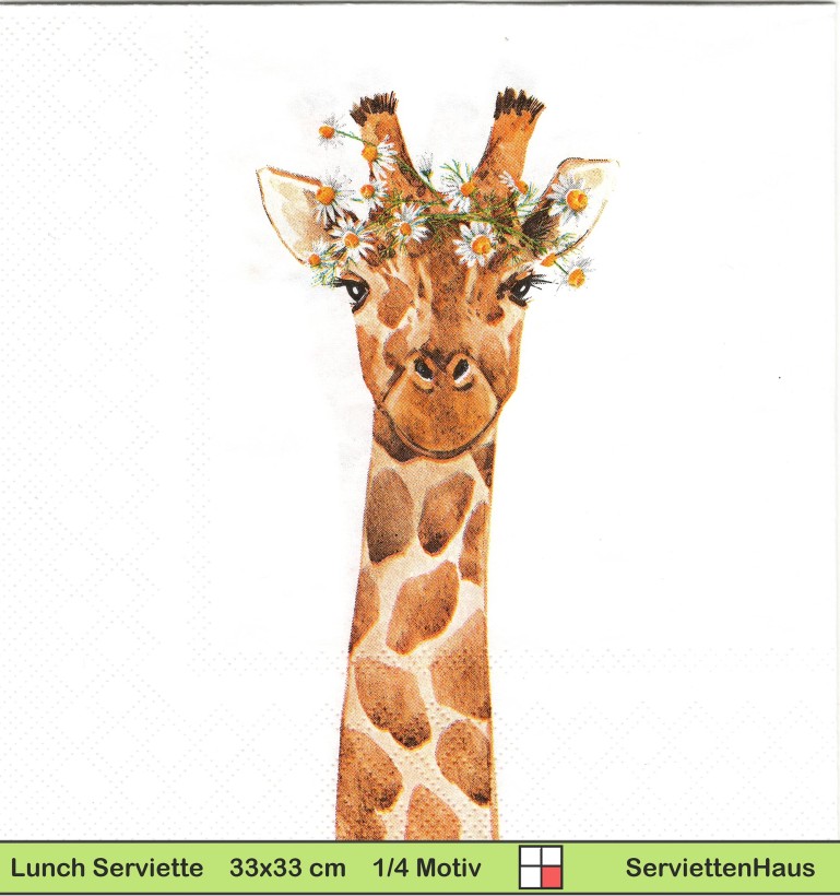 Mrs Afrika die Giraffe mit Blumenkranz - 1 Lunch Serviette