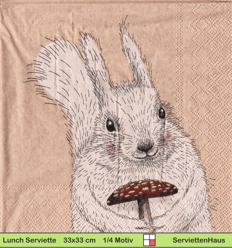 Glücksmomente mit Eichhörnchen und Fliegenpilz - 1 Lunch Serviette