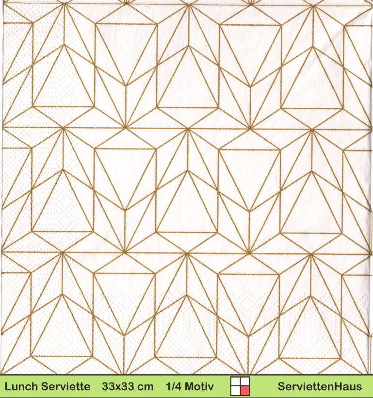 Geometrisches Muster mit goldenen Dreiecken - 1 Lunch Serviette