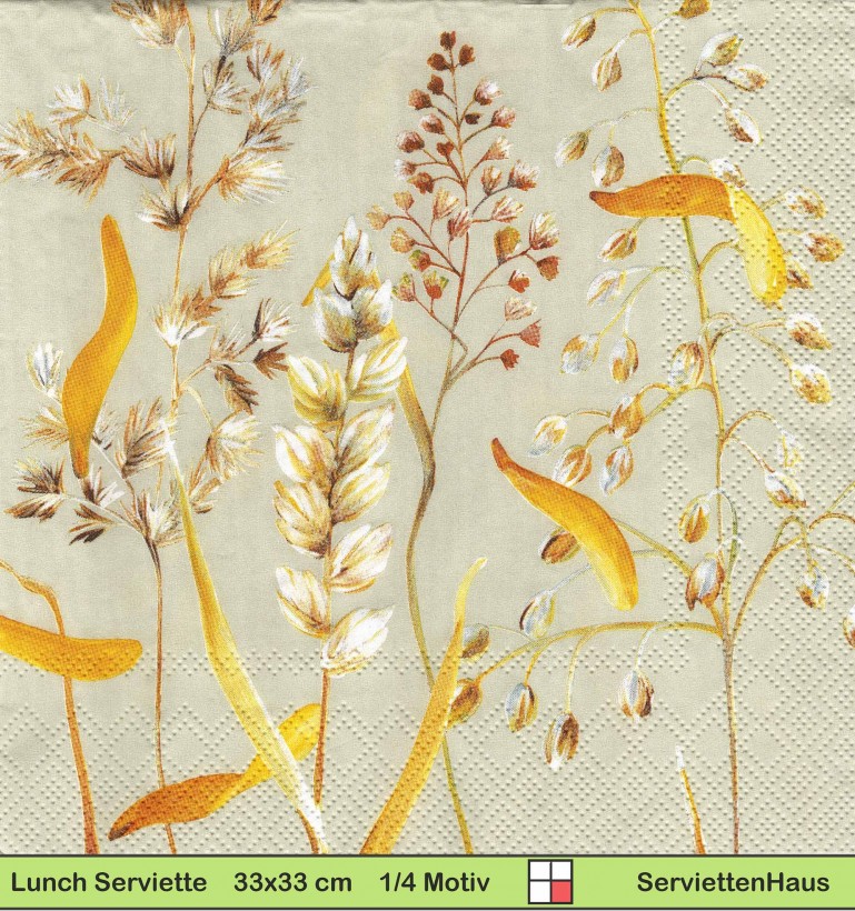 Wiesenblumen Gräser auf beige - 1 Lunch Serviette
