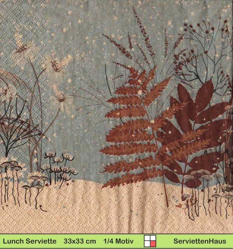 Schneefall auf der Wiese auf Naturpapier - 1 Lunch Serviette - halbes Motiv