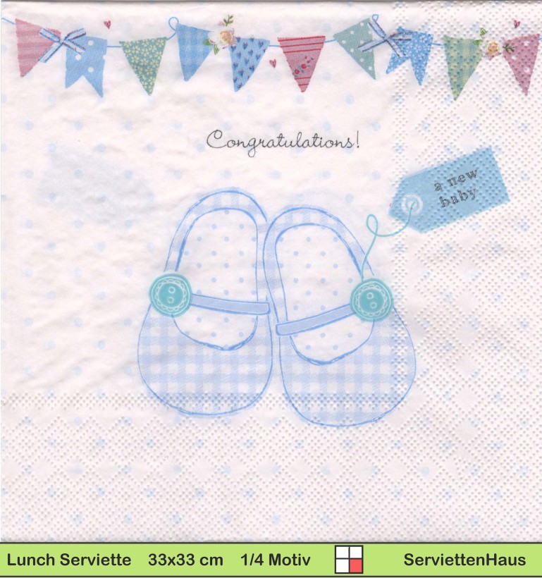 Baby Schuhe in blau - 1 Lunch Serviette