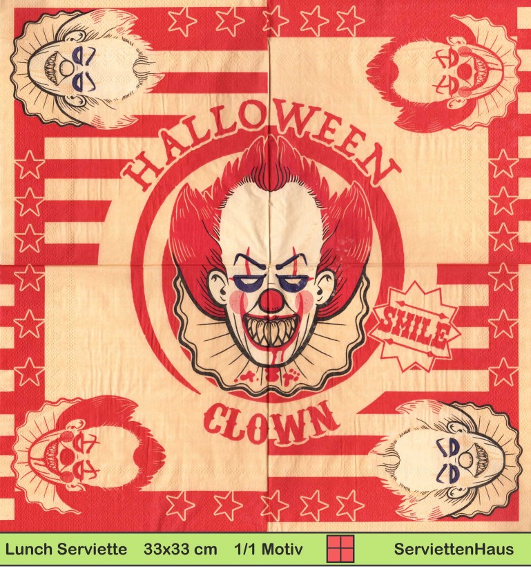 Halloween Clown - 1 Lunch Serviette - ganzes Motiv