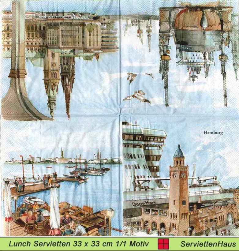 Deutschland - Stadt Hamburg mit Hafen - 1 Lunch Serviette