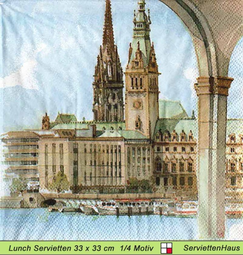 Deutschland - Stadt Hamburg mit Hafen - 1 Lunch Serviette