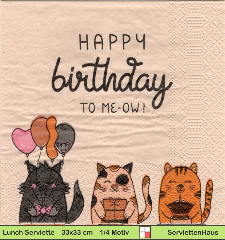 Happy birthday to meow - 1 Lunch Serviette