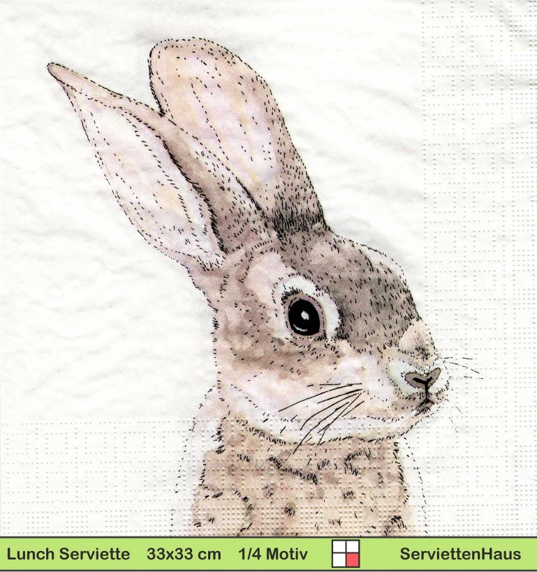 Gezeichneter brauner Hase - 1 Lunch Serviette