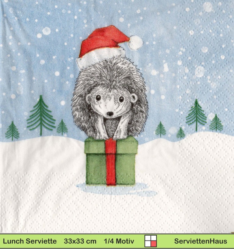 Hase und Igel als Nikolaus mit Geschenken - 1 Lunch Serviette
