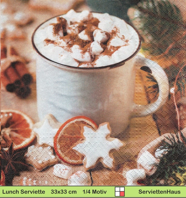 Weihnachten heisser Kakao mit Marshmellows - 1 Lunch Serviette