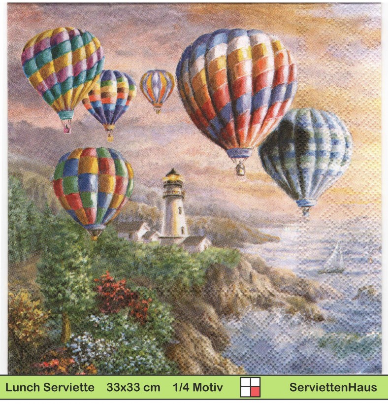 Heißluftballons am Leuchtturm - 1 Lunch Serviette