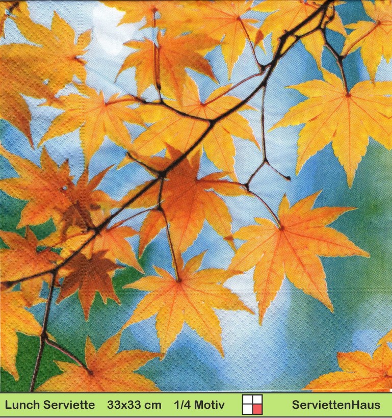 Herbstliche Blätter unter blauem Himmel - 1 Lunch Serviette