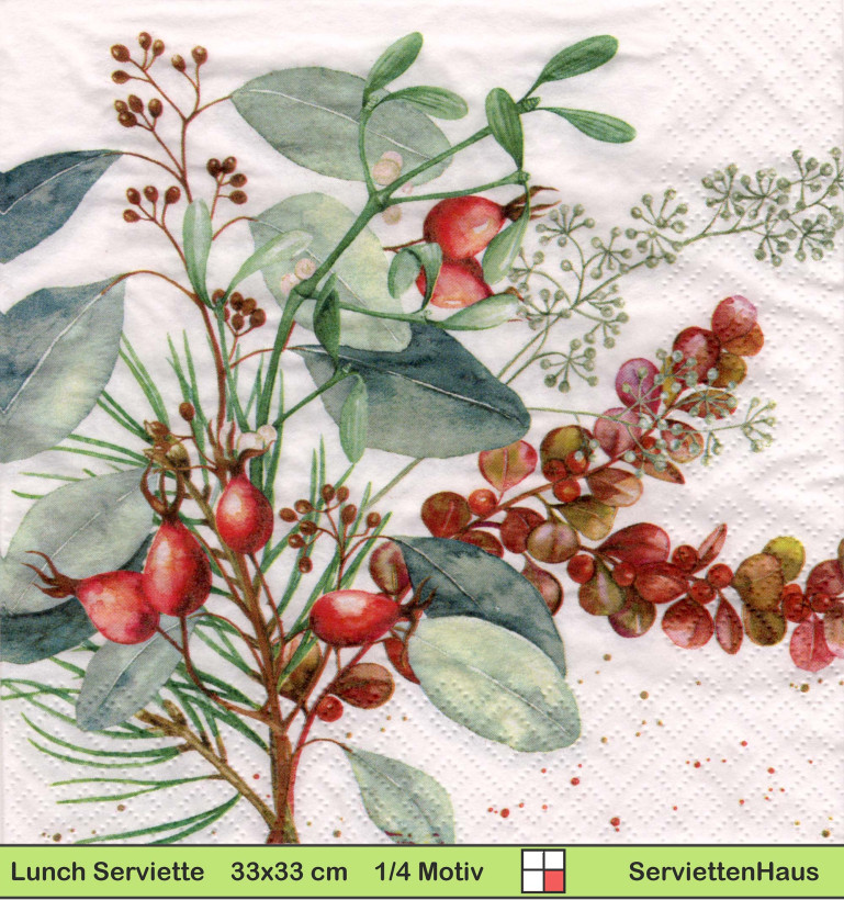 Strauß für den Herbst mit Beeren - 1 Lunch Serviette