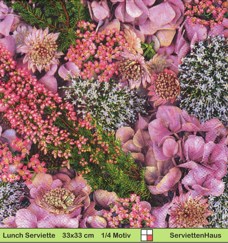 Herbstliche Blumen in rosa - 1 Lunch Serviette