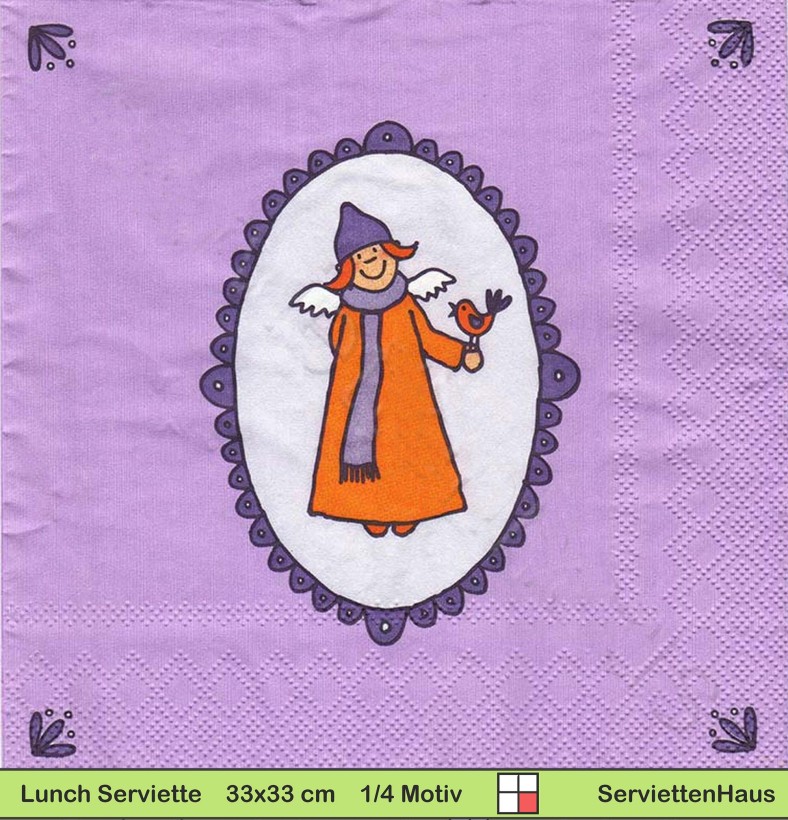 Himmlische Schwester auf lila - 1 Lunch Serviette