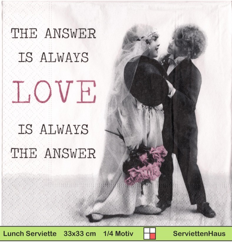 Sagen Vintage Design - Hochzeit - Die Antwort ist Liebe - 1 Lunch Serviette