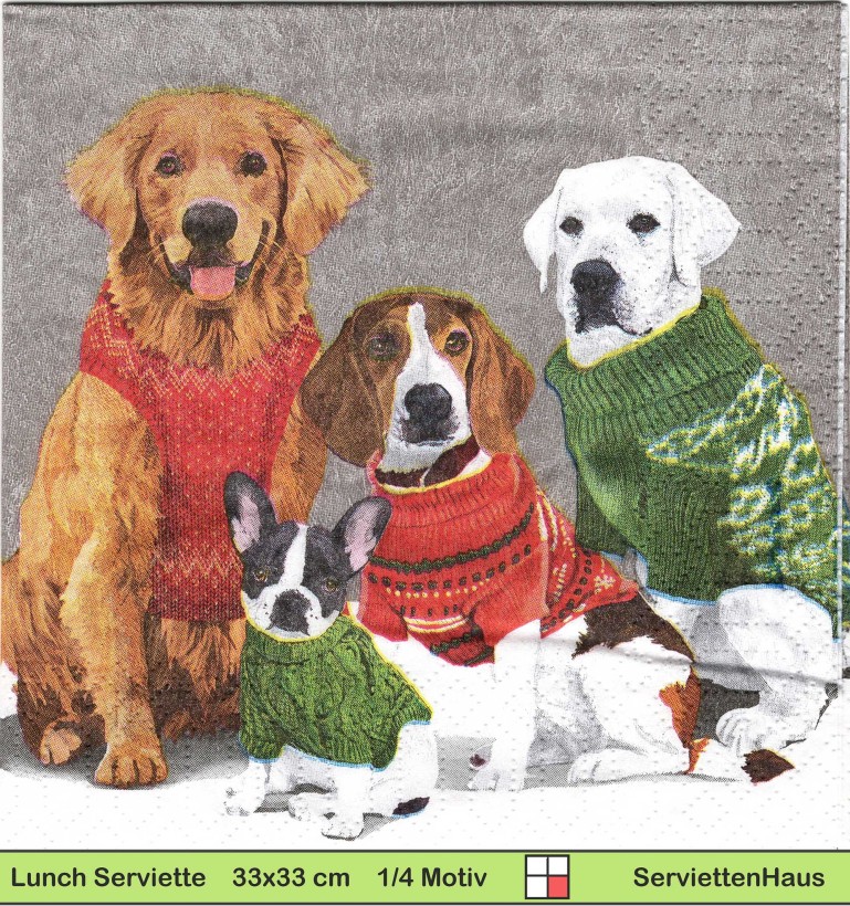 Drei Hunde im Wollpullover - 1 Lunch Serviette