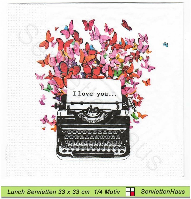 I love you mit Schreibmaschine - 1 Lunch Serviette