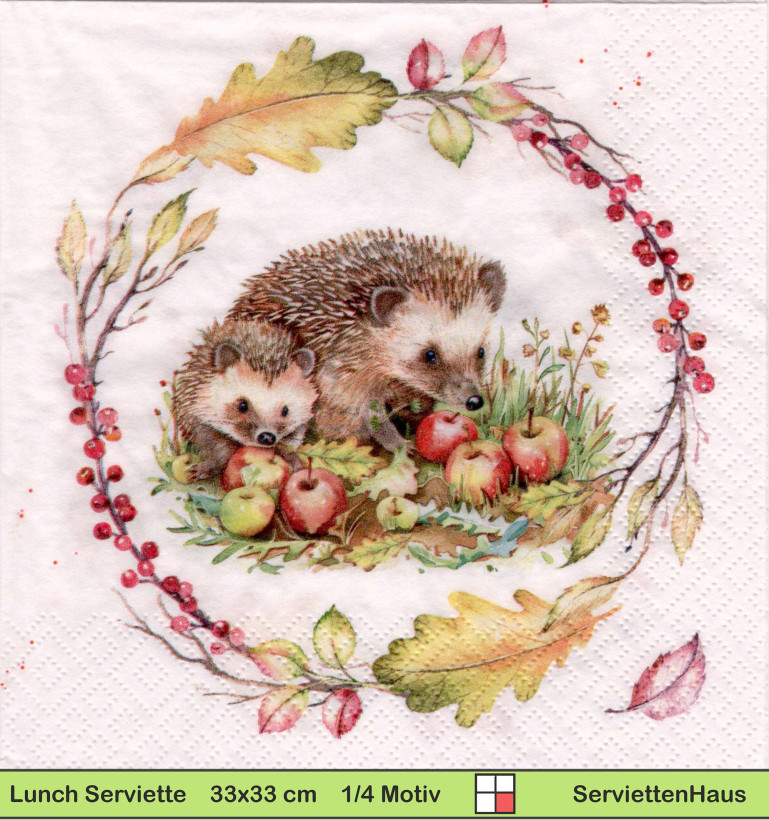 Im Herbst Igel fressen Äpfel - 1 Lunch Serviette