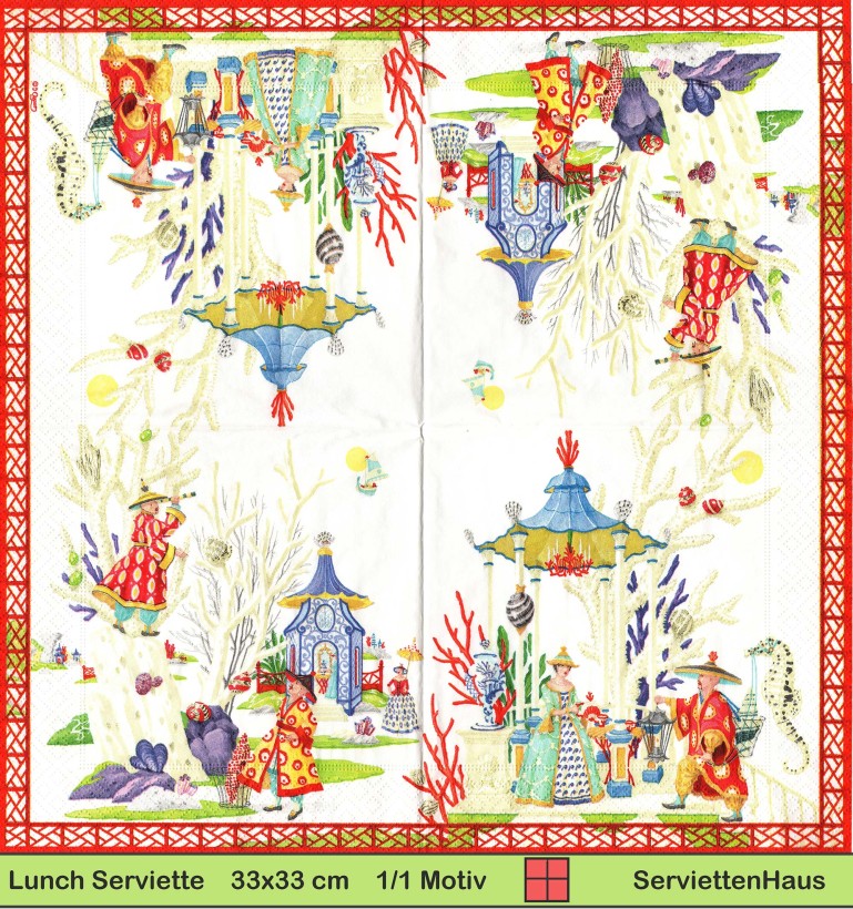 Asien - Im japanischen Garten - 1 Lunch Serviette - halbes Motiv