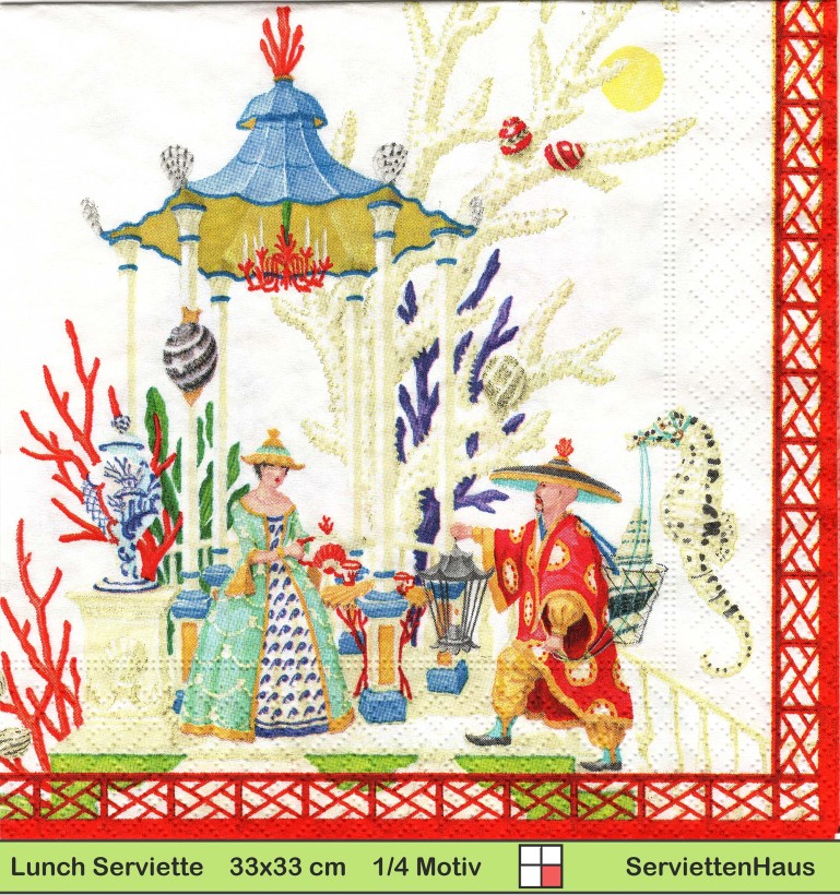 Asien - Im japanischen Garten - 1 Lunch Serviette - halbes Motiv