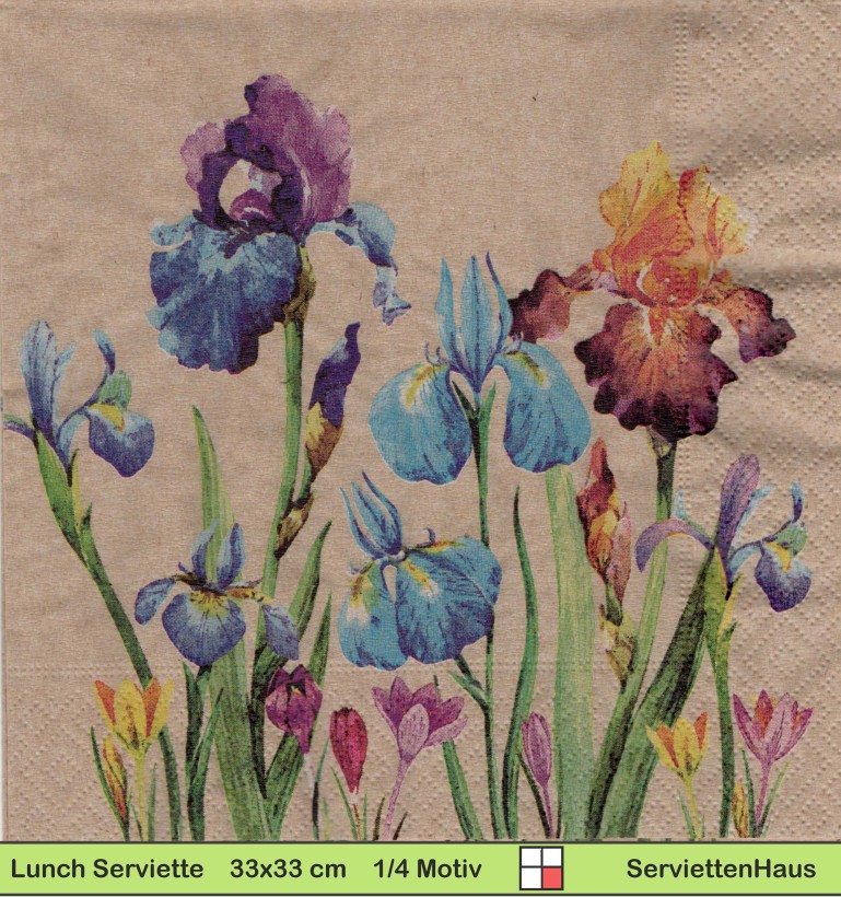 Iris auf Naturpapier - 1 Lunch Serviette