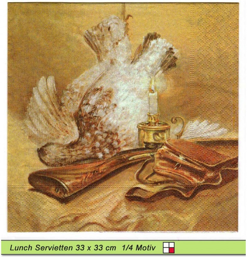 Jagdmotiv mit Gewehr und Fasan - 1 Lunch Serviette