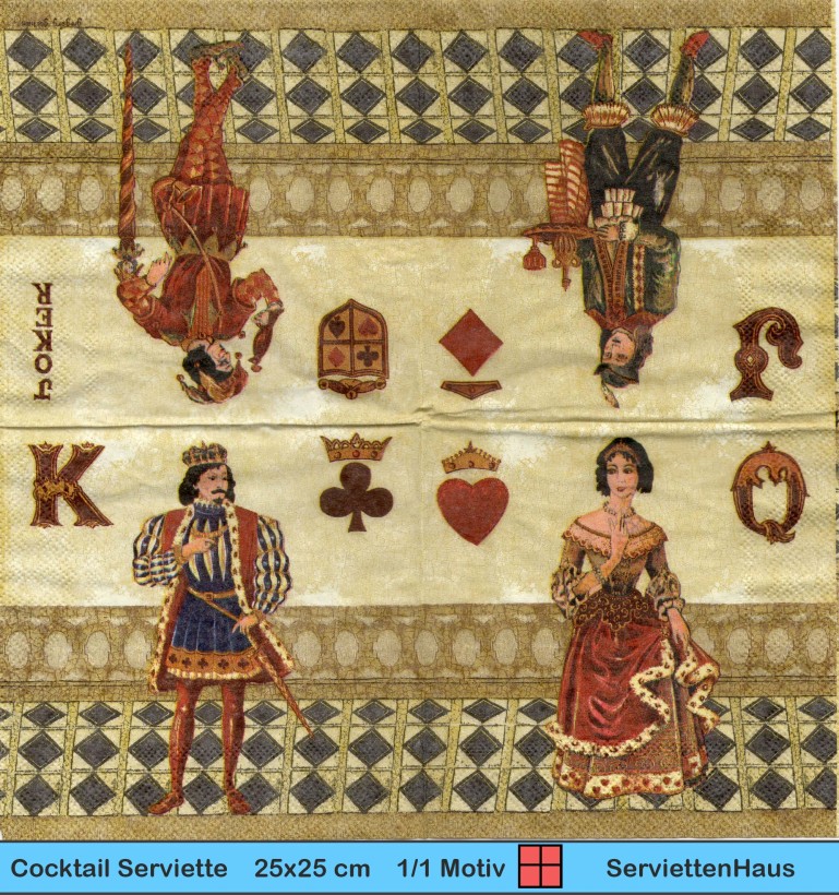 Rarität von Cypress - Vintage Spielkarten Joker - 1 Cocktail Serviette