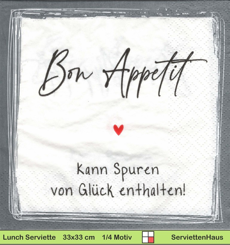 Bon Appetit Kann Spuren von Glück enthalten - 1 Lunch Serviette