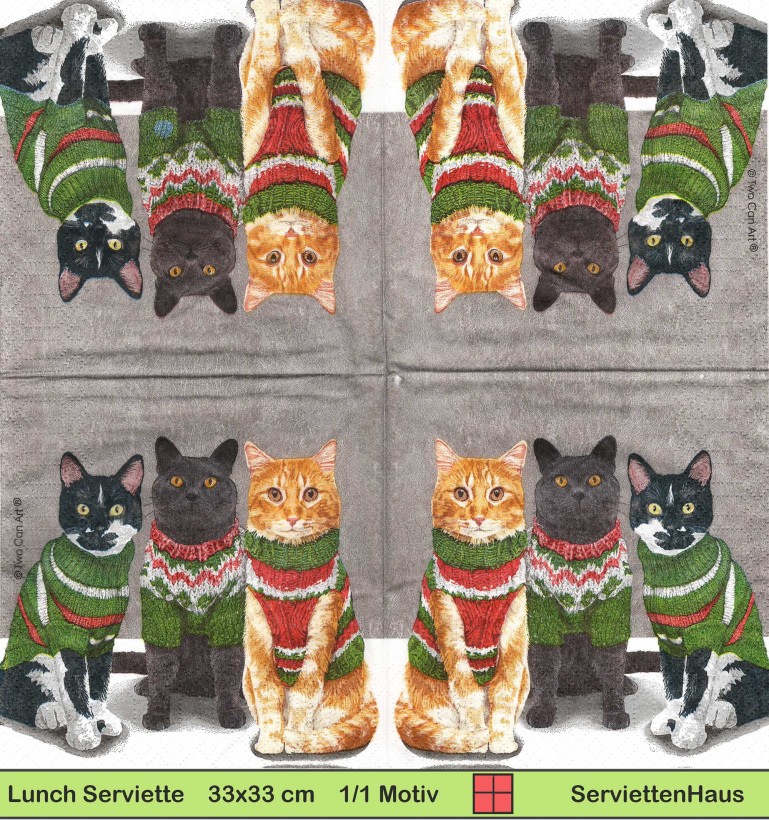 Drei Katzen im Pullover - 1 Lunch Serviette