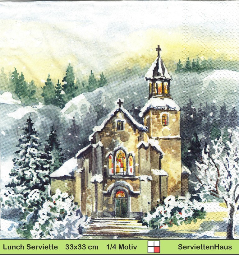 Kirche im Wald im Schnee - 1 Lunch Serviette