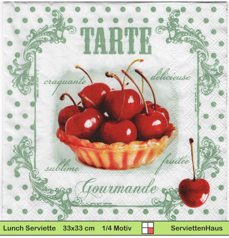 Kirschen mit Ornamenten - 1 Lunch Serviette