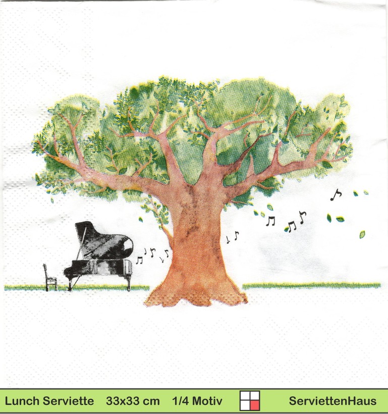 Musik liegt in der Luft Klavier unter einem großen Baum - 1 Lunch Serviette