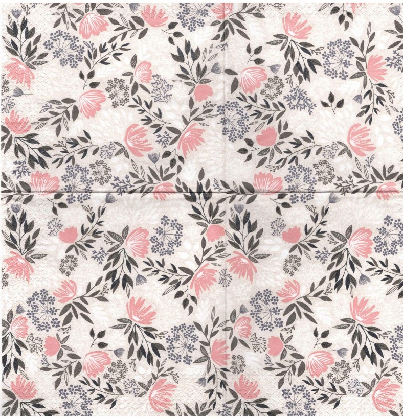 Kleine Blumen auf beige - 1 Lunch Serviette