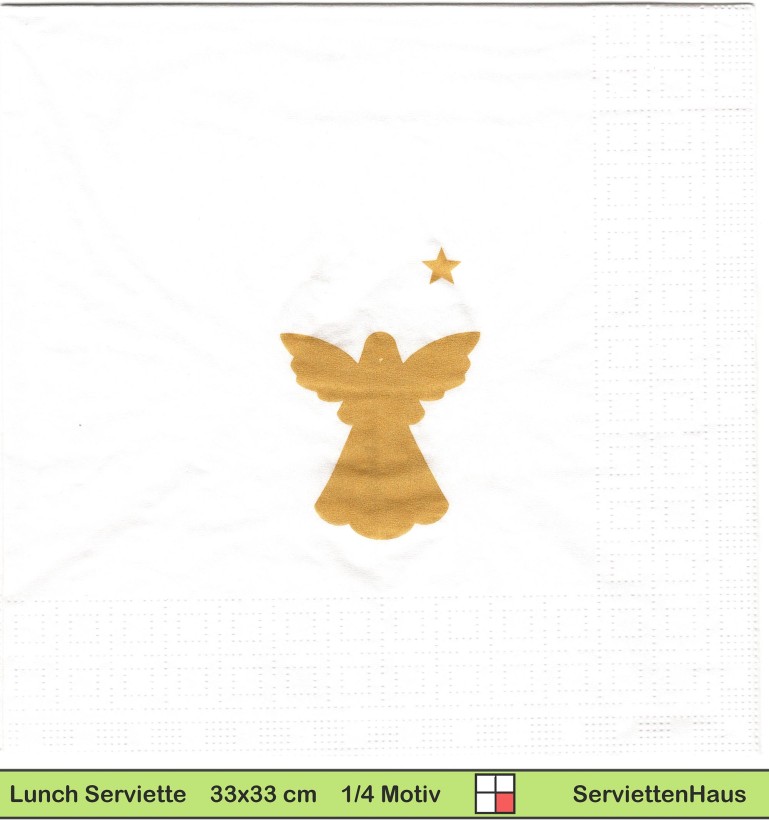 Kleiner goldener Engel mit Stern - 1 Lunch Serviette