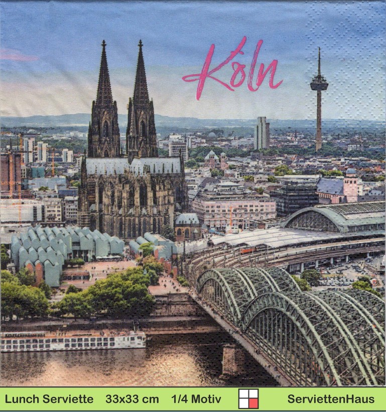 Deutschland - Stadt Köln mit Kölner Dom und Zugbrücke - 1 Lunch Serviette