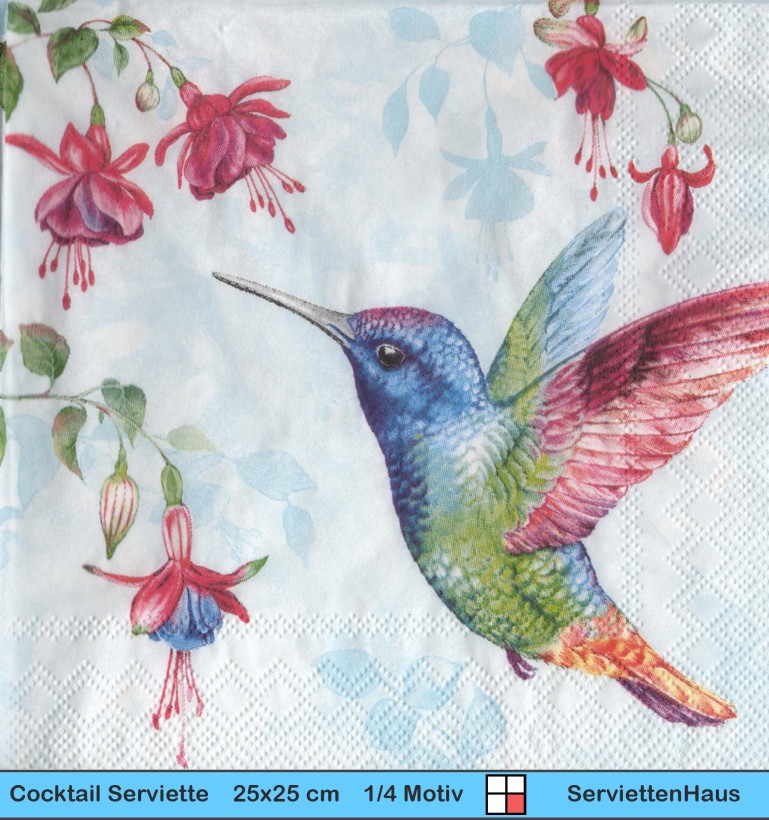 Kolibri am Tränendem Herz - 1 Cocktail Serviette