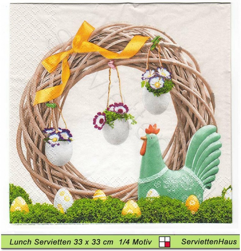 Kranz mit Ostereiern und Huhn - 1 Lunch Serviette