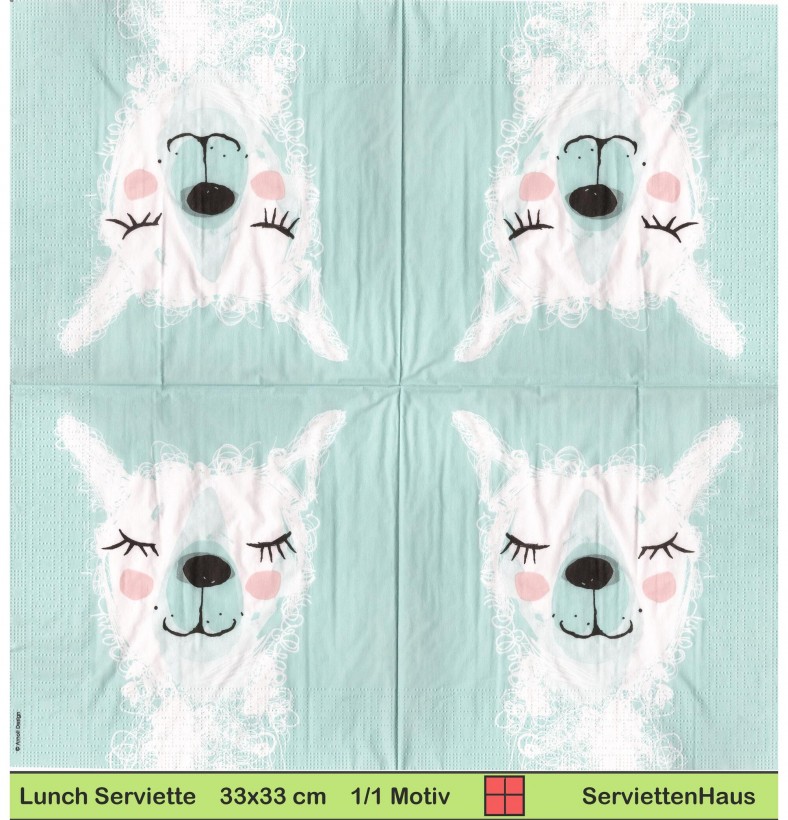 Lama auf blau - 1 Lunch Serviette