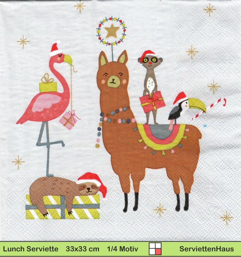 Geburtstagswünsche vom Lama Erdmännchen Faultier - 1 Lunch Serviette
