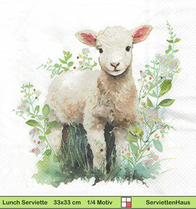 Kleines Lamm in der Wiese - 1 Lunch Serviette