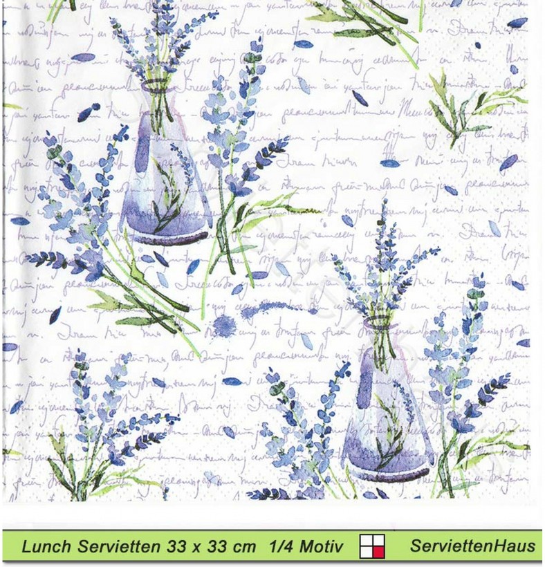 Lavendel in Flaschen auf Schrift - 1 Lunch Serviette