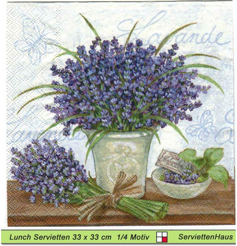 Lavendel im Topf und als Strauß - 1 Lunch Serviette